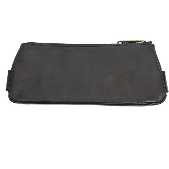 Y2K Banana Republic Black Leather Clutch Zipper Pouch Silver Buckles Fall 2004 - Picture 2 of 9